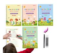 Cahiers d'écriture manuscrite | Cahier d'entraînement à rainures magiques avec stylo magique d'aide à l'écriture | traçage des lettres numérotées pour de 3 à 8 ans maternelle préscolaire 19 x