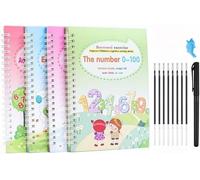 Cahiers d'écriture rainurés réutilisables, système d'écriture heureux Motor Magic pour l'apprentissage du traçage des lettres et des chiffres, cahier d'activités d'apprentissage préscolaire (1 Set)