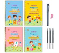 Cahiers d'exercices magiques écriture et calligraphie - Cahiers d'activités pour enfants 4 à 6 ans - Cahiers de vacances réutilisabl