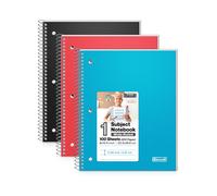 Cahiers spirale Dunwell 1 sujet (lot de 3, rouge, bleu et noir) 8 x 10,5, papier lignes larges, couvertures en plastique, 100 feuilles (200 p