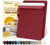 Cahomo Patch de Réparation en Tissu de Lin, 20x30 cm 2 pièces Tissu Autocollant Reparation, kit patch autocollant textile, pour Canapé en Lin, Oreiller, Chaise, Tête de Lit - Rouge foncé