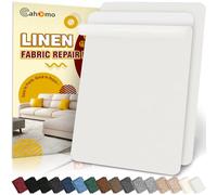 Cahomo Patch de Réparation en Tissu de Lin, 20x30 cm 2 pièces Tissu Autocollant Reparation, kit patch autocollant textile, pour Canapé en Lin, Oreiller, Chaise, Tête de Lit - Blanc