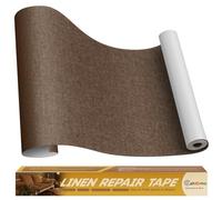 Cahomo Patch de Réparation en Tissu de Lin, 40x230 cm Tissu Autocollant Reparation, kit patch autocollant textile, pour Canapé en Lin, Oreiller, Chaise, Tête de Lit - Brun clair