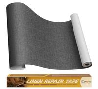Cahomo Patch de Réparation en Tissu de Lin, 40x230 cm Tissu Autocollant Reparation, kit patch autocollant textile, pour Canapé en Lin, Oreiller, Chaise, Tête de Lit - Gris foncé
