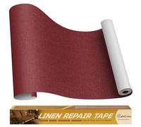 Cahomo Patch de Réparation en Tissu de Lin, 40x230 cm Tissu Autocollant Reparation, kit patch autocollant textile, pour Canapé en Lin, Oreiller, Chaise, Tête de Lit - Rouge foncé