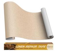 Cahomo Patch de Réparation en Tissu de Lin, 40x230 cm Tissu Autocollant Reparation, kit patch autocollant textile, pour Canapé en Lin, Oreiller, Chaise, Tête de Lit - Beige foncé