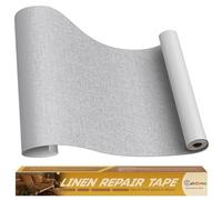 Cahomo Patch de Réparation en Tissu de Lin, 40x230 cm Tissu Autocollant Reparation, kit patch autocollant textile, pour Canapé en Lin, Oreiller, Chaise, Tête de Lit - Gris clair