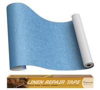 Cahomo Patch de Réparation en Tissu de Lin, 40x230 cm Tissu Autocollant Reparation, kit patch autocollant textile, pour Canapé en Lin, Oreiller, Chaise, Tête de Lit - Bleu