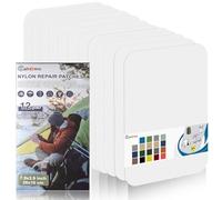 Cahomo Patch en nylon autocollant, 12 Pièces 20X10 cm Patch de réparation imperméable autocollants, tissu autocollant reparation, pour veste, tentes, doudoune, sac de couchage, sacs à dos-Blanc
