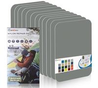 Cahomo Patch en nylon autocollant, 12 Pièces 20X10 cm Patch de réparation imperméable autocollants, tissu autocollant reparation, pour veste, tentes, doudoune, sac de couchage, sacs à dos-Gris Clair