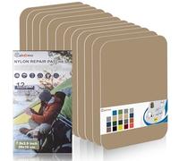 Cahomo Patch en nylon autocollant, 12 Pièces 20X10 cm Patch de réparation imperméable autocollants, tissu autocollant reparation, pour veste, tentes, doudoune, sac de couchage, sacs à dos-Kaki