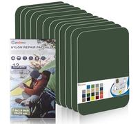 Cahomo Patch en nylon autocollant, 12 Pièces 20X10 cm Patch de réparation imperméable autocollants, tissu autocollant reparation, pour veste, tentes, doudoune, sac de couchage, sacs à dos-Vert Armée
