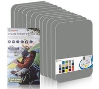 Cahomo Patch en nylon autocollant, 12 Pièces 20X10 cm Patch de réparation imperméable autocollants, tissu autocollant reparation, pour veste, tentes, doudoune, sac de couchage, sacs à dos-Gris