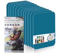 Cahomo Patch en nylon autocollant, 12 Pièces 20X10 cm Patch de réparation imperméable autocollants, tissu autocollant reparation, pour veste, tentes, doudoune, sac de couchage, sacs à dos-Bleu Ciel