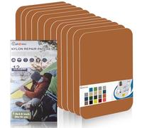 Cahomo Patch en nylon autocollant, 12 Pièces 20X10 cm Patch de réparation imperméable autocollants, tissu autocollant reparation, pour veste, tentes, doudoune, sac de couchage, sacs à dos-Brun Clair