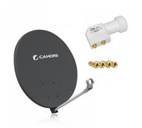 Cahors Pack Parabole Satellite Fibre Composite Gris Anthracite SMC 80cm + LNB Twin 4K