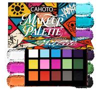 CAHOTO 15 Colors Rainbow Matte Eyeshadow, Halloween SFX Cosplay Makeup | Colorful Highly Pigmented Red Blue White Black Grey Purple Orange Pink Green Yellow Matte Eye Shadow Palette