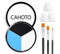 CAHOTO Peinture pour le visage et le corps, noir, blanc, bleu, 3 couleurs | SFX Kit de maquillage crème imperméable 3 en 1 pour squelette, crâne, clown, carnaval, théâtre, jeux de sport, cosplay