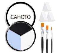 CAHOTO Peinture pour le visage et le corps, noir, blanc, bleu clair, 3 | Kit imperméable pour Halloween SFX 3 en 1 pour carnaval, zombie, squelette, crâne, mime, fantôme, gothique, yeux noirs
