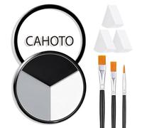 CAHOTO Peinture pour le visage et le corps, noir, blanc, gris, 3 couleurs | Halloween SFX Kit de maquillage crème grise 3 en 1 pour clown, diable, vampire, squelette, zombie, jeux de sport, cosplay
