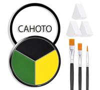 CAHOTO Peinture pour le visage et le corps, noir, jaune, vert, 3 couleurs | SFX Kit de maquillage crème imperméable 3 en 1 pour sorcière, monstre, carnaval, théâtre, jeux de sport, cosplay