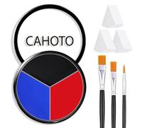 CAHOTO Peinture pour le visage et le corps, noir, rouge, bleu, 3 couleurs | SFX Kit de maquillage crème imperméable 3 en 1 pour clown, carnaval, théâtre, jeux de sport, cosplay
