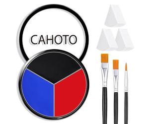 CAHOTO Peinture pour le visage et le corps, noir, rouge, bleu, 3 couleurs | SFX Kit de maquillage crème imperméable 3 en 1 pour clown, carnaval, théâtre, jeux de sport, cosplay