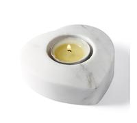 Cahzfie Photophore Bougeoir Coeur de Luxe en Marbre Naturel d'Grèce- 2 Porte Bougie Decorative à Chauffe-Plat - Décoration de Maison, Salon de Mariage, Fête et Décoration de Table (Sivec)