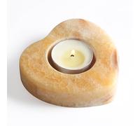 Cahzfie Photophore Bougeoir Coeur de Luxe en Onyx Naturel d'Turquie - 2 Porte Bougie Decorative à Chauffe-Plat - Décoration de Maison, Salon de Mariage, Fête et Décoration de Table (Orange Onyx)