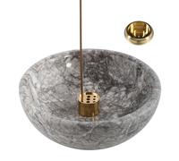 Cahzfie Porte Encens de Luxe en Marbre Naturel Maroc, Support Encensoir, Bruleur Encens Robuste, Idéal pour la Méditation, Détente, Facile à Nettoyer (Gris Lido)
