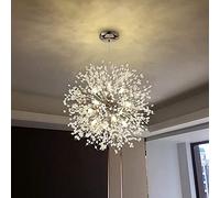CAI-HAI Lustre en cristal moderne, lustre pyrotechnique de pissenlit, lustre décoratif pour salon, salle à manger, chambre à coucher, cuisine (argent, 12)
