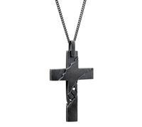cai men collier pendentif en argent massif 925 rhodié oxydé croix 55 cm