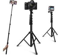 CAI-Perche À Selfie 64 Pouces,Trépied De Téléphone 2 En 1 Amovible Et Rétractable Pour Téléphone Portable,Compatible Avec Go Pro,Dji,Iphone Et Téléphones Android