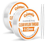 Caianwin Fil en nylon transparent de 200 m - 0,25 mm - Fil invisible - Invisible - Avec aiguille à perles - Pour décorations suspendues, bracelets, fabrication de bijoux