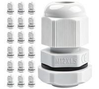 Caianwin Lot de 20 presse-étoupes M12, Étanche IP68 Passe-câbles étanche | Passe câble étanche pour boîte de dérivation, boîte de distribution, boîte à fusibles en saillie, répartiteur mural