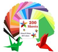 Caianwin Lot de 200 feuilles de papier origami 10 x 10 cm de papier kraft carré 20 couleurs pour la maison et l'école, projets artistiques, fêtes et origami fait à la main