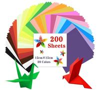 Caianwin Lot de 200 feuilles de papier pour origami - 15 x 15 cm - 20 couleurs - Pour la maison et l'école, les projets artistiques, les fêtes et les loisirs créatifs