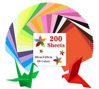 Caianwin Lot de 200 feuilles de papier pour origami - 20 x 20 cm - 20 couleurs - Pour la maison et l'école, les projets artistiques, les fêtes et les loisirs créatifs