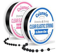 Caianwin Lot de fils élastiques noirs pour bracelets 0,6 mm et 0,8 mm - Ensemble de fils élastiques pour bijoux, cordons de bracelet, fils à bijoux pour bracelets, perles, perles à bijoux, loisirs