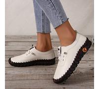 CAIAO Nouvelles Femmes Chaussures décontractées à Lacets Couleur Solide Sole Sole des Appartements Simples Fashion Outdoor Muis de limous Confortable sans Glissement-Beige,38