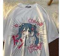 CAIAO T-Shirts de Femmes Kawaii Vintage t-Shirt surdimensionné décontracté Femelle Harajuku Fashion Fashion à Manches Courtes-White,M
