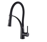 CAIDAI&YL Matte Black Kitchen Sink Faucet Pull Down Swivel Spout Kitchen Sink Tap Deck Mounted Bathroom Hot and Cold Water Mixers,Matte Black,China