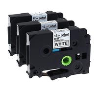 Caidi 3 x tape cassette compatible for Brother TZe-231 Laminated adhesive Label Tape - Black On White - Roll 12 mm x 8 m ruban laminé (Noir sur Blanc)