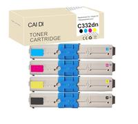 CAIDI Cartouche de Toner Compatible C332dnw C332dn c332 MC363dnw MC363dn MC363 Remplacement pour OKI C332dn/C332dnW/MC363 (1, BK/C/M/Y)