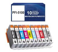 CAIDI Cartouche d'encre Compatible PFI-5100 PFI 5100 PFI5100 Remplacement pour Canon imagePROGRAF PRO-310 (10Pack)