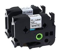 Caidi Compatible P-Touch TZe TZ Label Tape, 1 Inch Standard Laminated, 26.2 Feet, Black on White, 2 Pack (TZe251 TZ251)