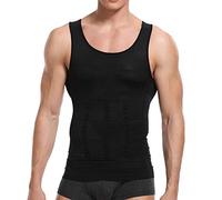 Caidi Homme Débardeur Gainant Maillots de Corps Tank Gilet de Sport Amincissante T-Shirt sans Manche Haut Ventre Plat Musculation Veste (M, Noir)