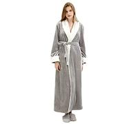 CaiDieNu Robe De Chambre Femme Polaire Longue Peignoir Robe d interieur Hiver Chaude Doux Microfibre Flanelle - Grisâtre - M