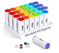 CAidRE Pilulier mensuel 2 fois par jour - Pilulier 28 jours matin et soir, organiseur quotidien pour vitamines, suppléments, médicaments - Pilulier sans BPA pour la maison et les voyages, blanc