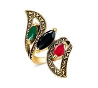 Caiduoduo Élégante bague spirale bohème tricolore plaqué or pour femme